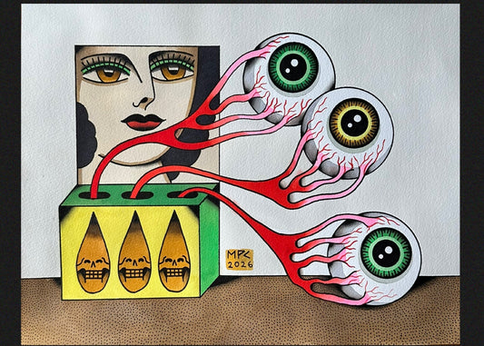 Matte Watercolor Paper Lady Eyeball PRINT